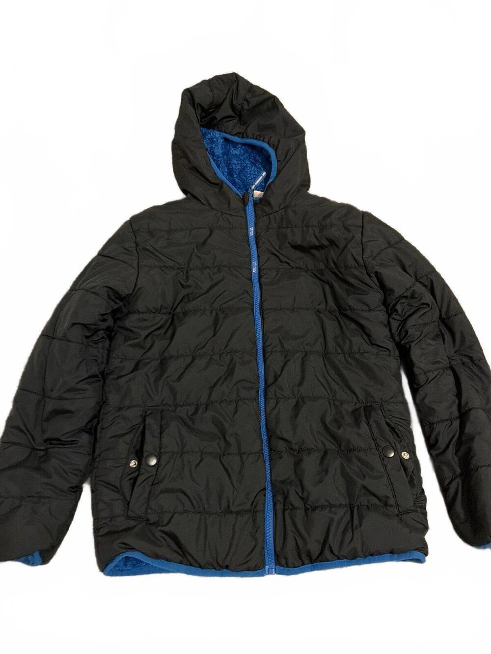 Cat & Jack Kids Boys Jacket Size Large 12/14 Black Blue Fleece Lined Winter Coat